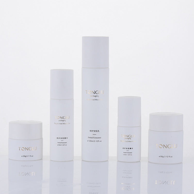Ready-to-ship lotion & serum bottle set: 120ml spray bottle, 100ml lotion bottle, 40ml eye cream bottle, 50g glass jar