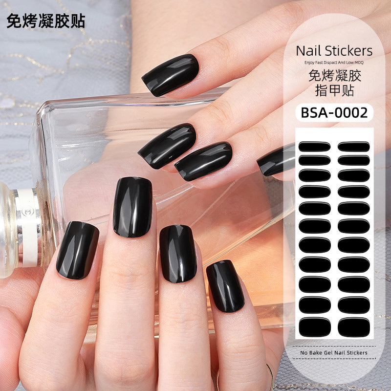 Zhengxiang factory customized no-bake gel nail art stickers solid color european and american photo lamp nail stickers amazon foreign trade wholesale