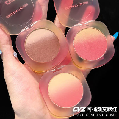 Cvz peachy duo gradient blush - natural nude makeup for a healthy glow, slimming & contouring, and color correcting rouge