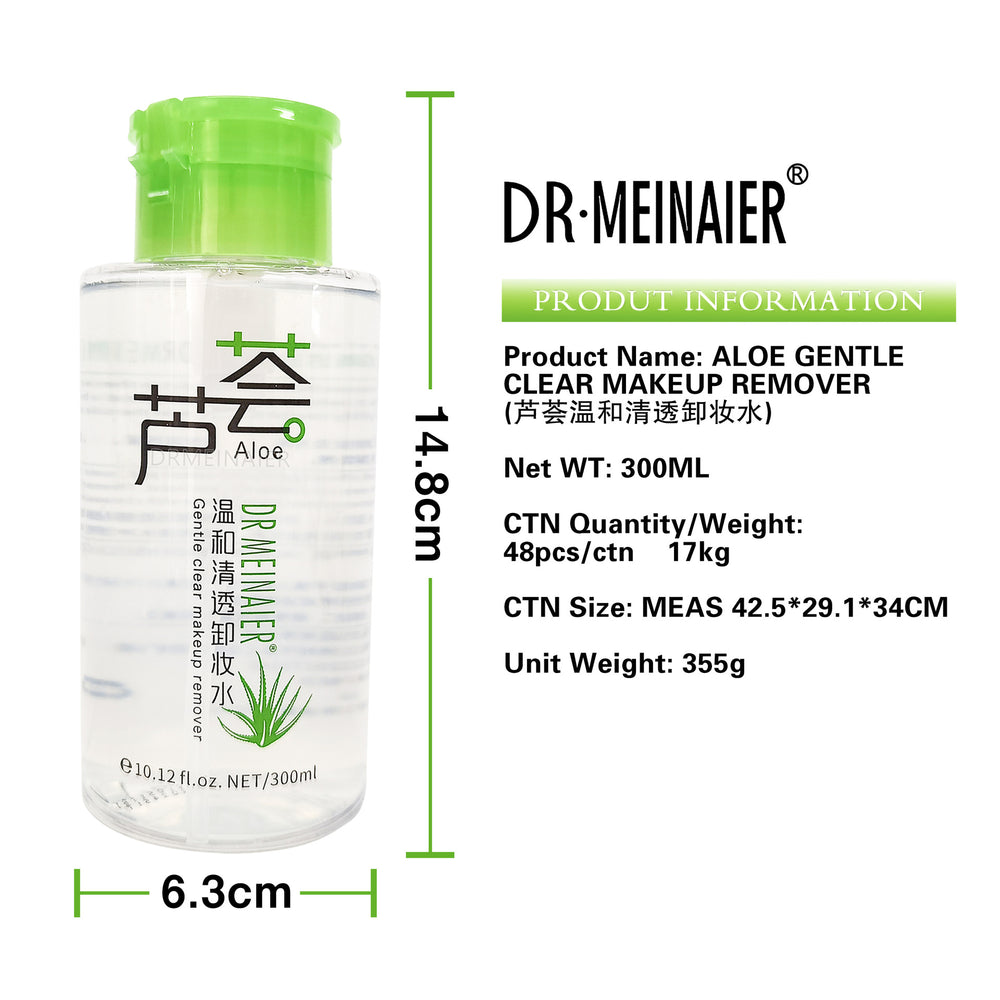 Aloe vera clear makeup remover - gentle, hydrating, and non-irritating cleanser for face, eyes, and lips