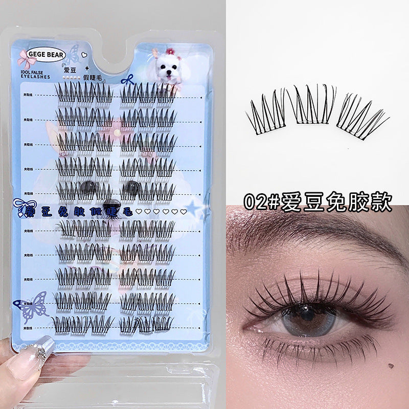 Gege bear nine-tailed rabbit fox series glue-free false eyelashes comic artificial segmented elongated eye tail novice eyelashes
