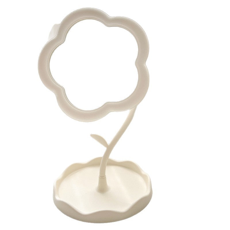 Floral makeup mirror - cute & chic desktop vanity mirror for girls, perfect for dorms, portable storage, and home use