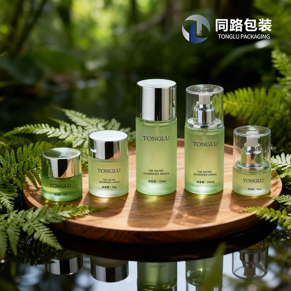 New arrival water transfer wood grain cover 120ml straight round lotion essence cosmetic glass bottle 30g cream refill bottle