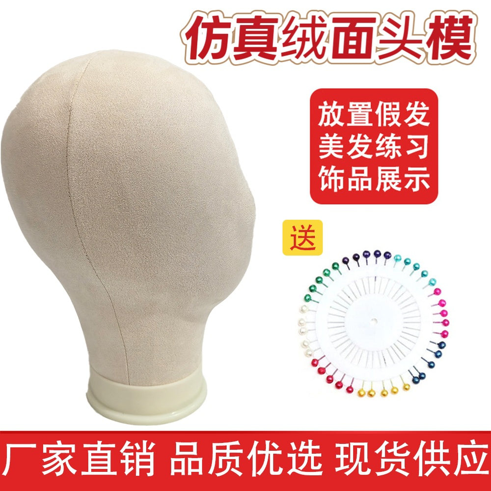 Wholesale wig suede head mannequin - wig display styling model head with pin placement - canvas head mannequin