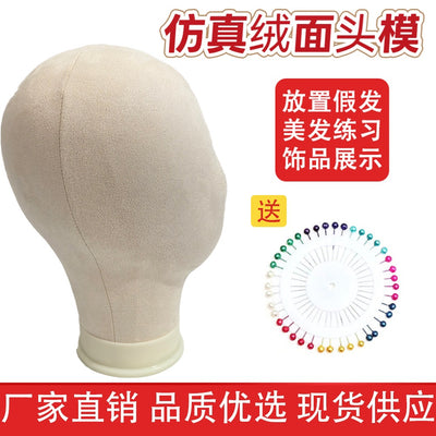 Wholesale wig suede head mannequin - wig display styling model head with pin placement - canvas head mannequin