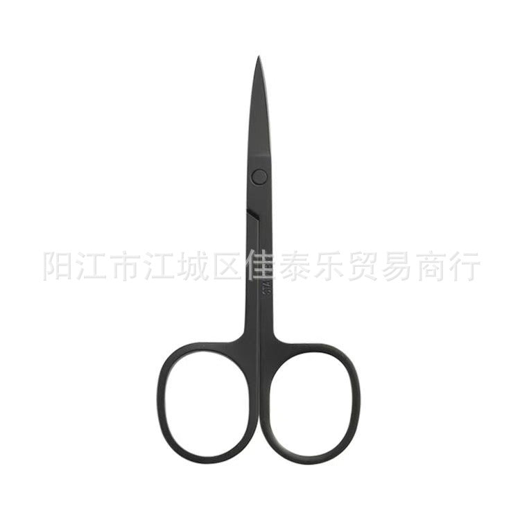 Stainless steel black nose hair scissors, beauty scissors, pointed stainless steel eyebrow trimming scissors, dead skin remover scissors, eyebrow scissors