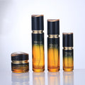 Ready-to-ship cosmetic glass bottles and packaging materials, including 100ml lotion and serum dispensing bottles with pump heads, and 50g eye cream jars