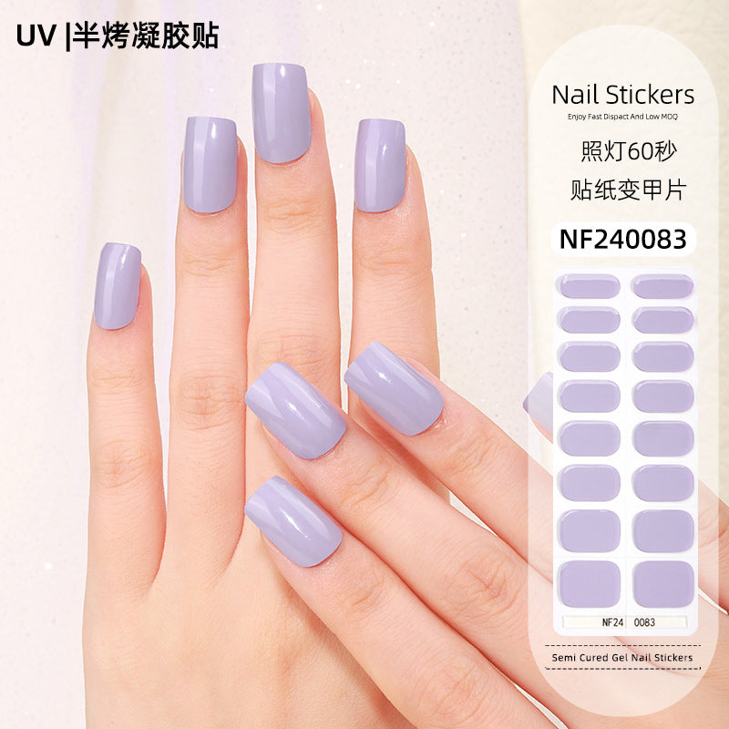 Zhengxiang factory custom gel nail stickers solid color uv light nail polish gel japanese and korean semi-cured nail stickers wholesale
