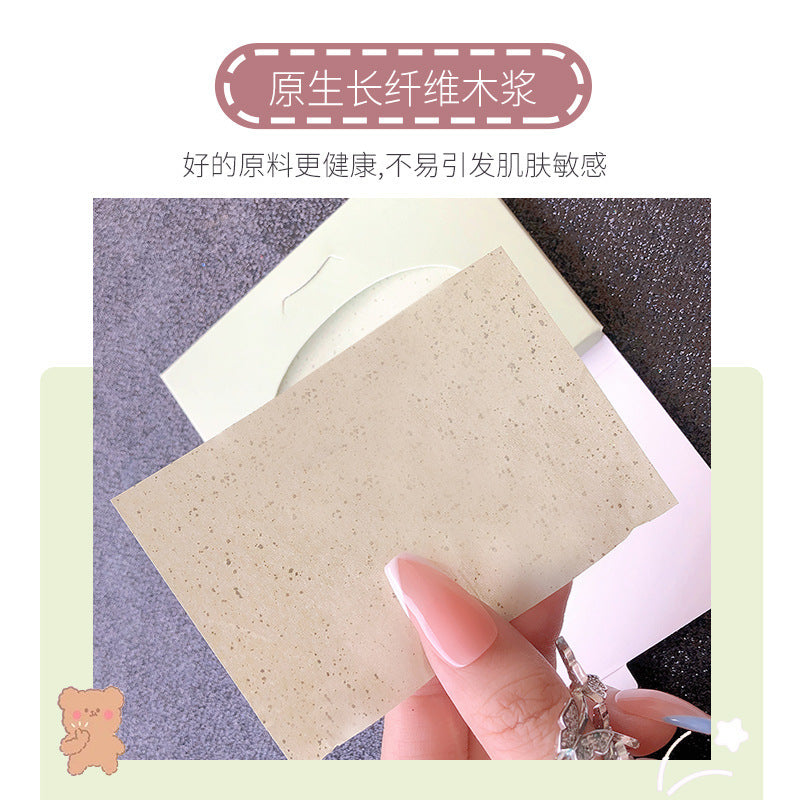 Marcelia hemp pulp granule suede fragrance oil-absorbing sheets - facial oil control for women, green tea, bamboo charcoal, rose scent, 100 sheets