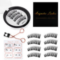 Magnetic false eyelashes 1 pair set with applicator - 3d volume, hard band, reusable, glue-free magnetic lashes