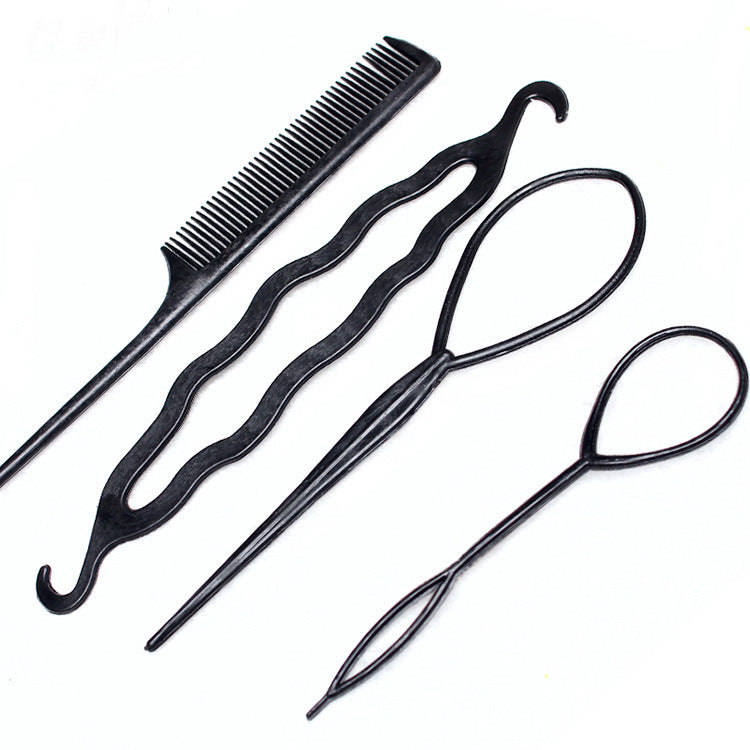 Hair accessories hair curler 4-piece suit hair pulling needle braiding tool hair accessories ball head artifact