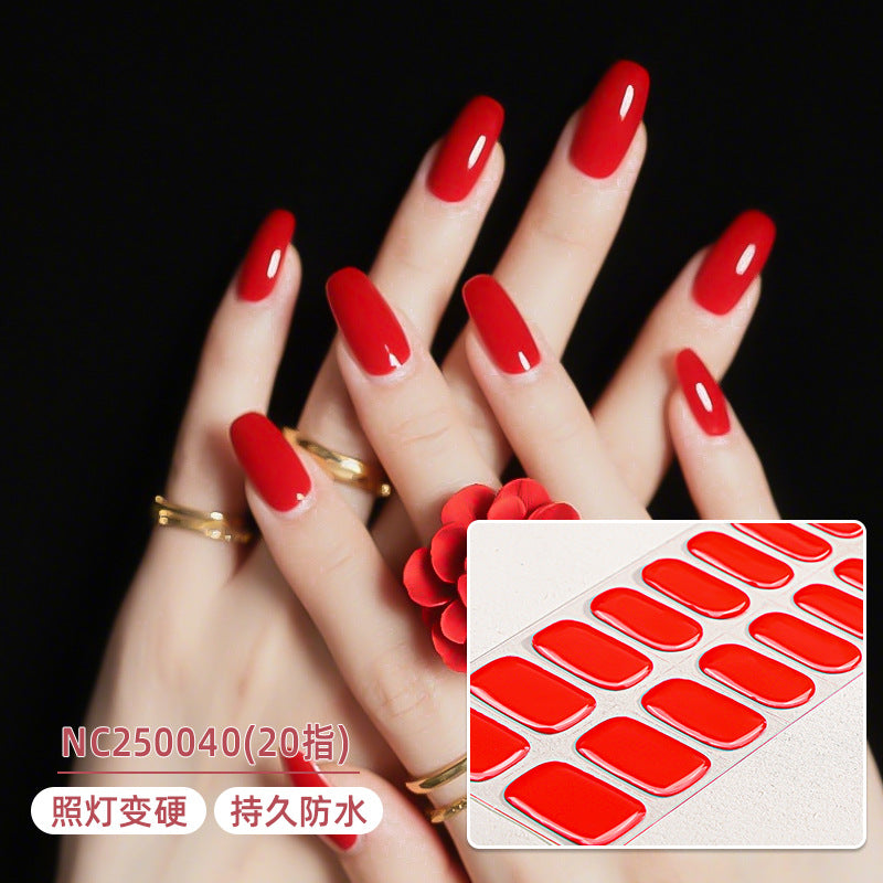 Zhengxiang custom gel nail stickers - waterproof, cross-border, european & american style, solid color nail art stickers, uv light curing, semi-cured nail stickers