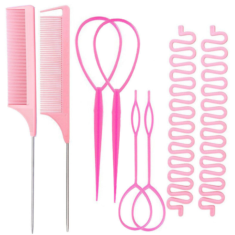Hair braiding needle, hair braider, hair curler, 8-piece set, hair styling hair accessories, hairdressing tools, fishbone braid, steel needle comb