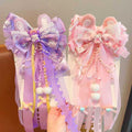 Kids' black and purple kuromi cute ribbon hair clip bow hairpin girl's lolita princess hair accessories