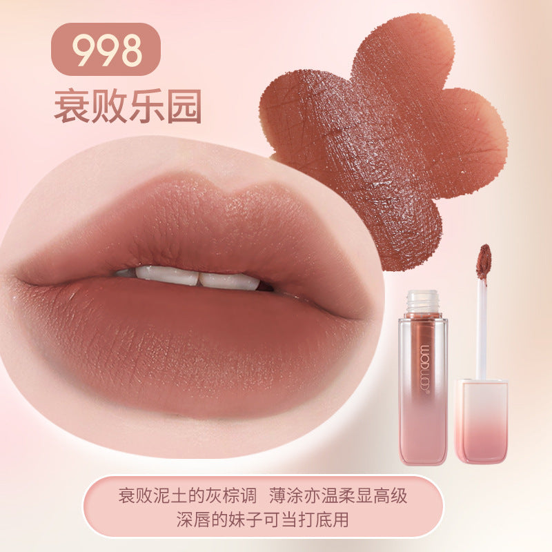Wodwod velvet mist impression long-lasting color lip glaze velvet matte matte low saturation waterproof not easy to stick cup nude lipstick