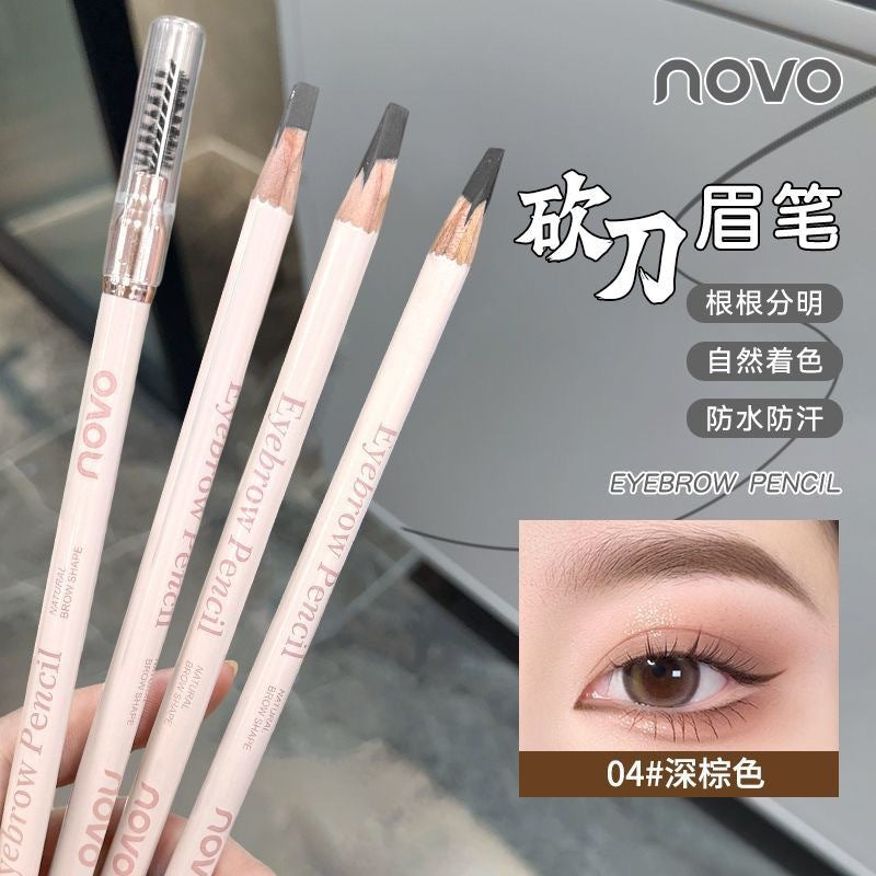 Novo fine-tip microblade brow pencil - hard core, waterproof, smudge-proof, beginner-friendly, natural hair-like definition, wild brow look
