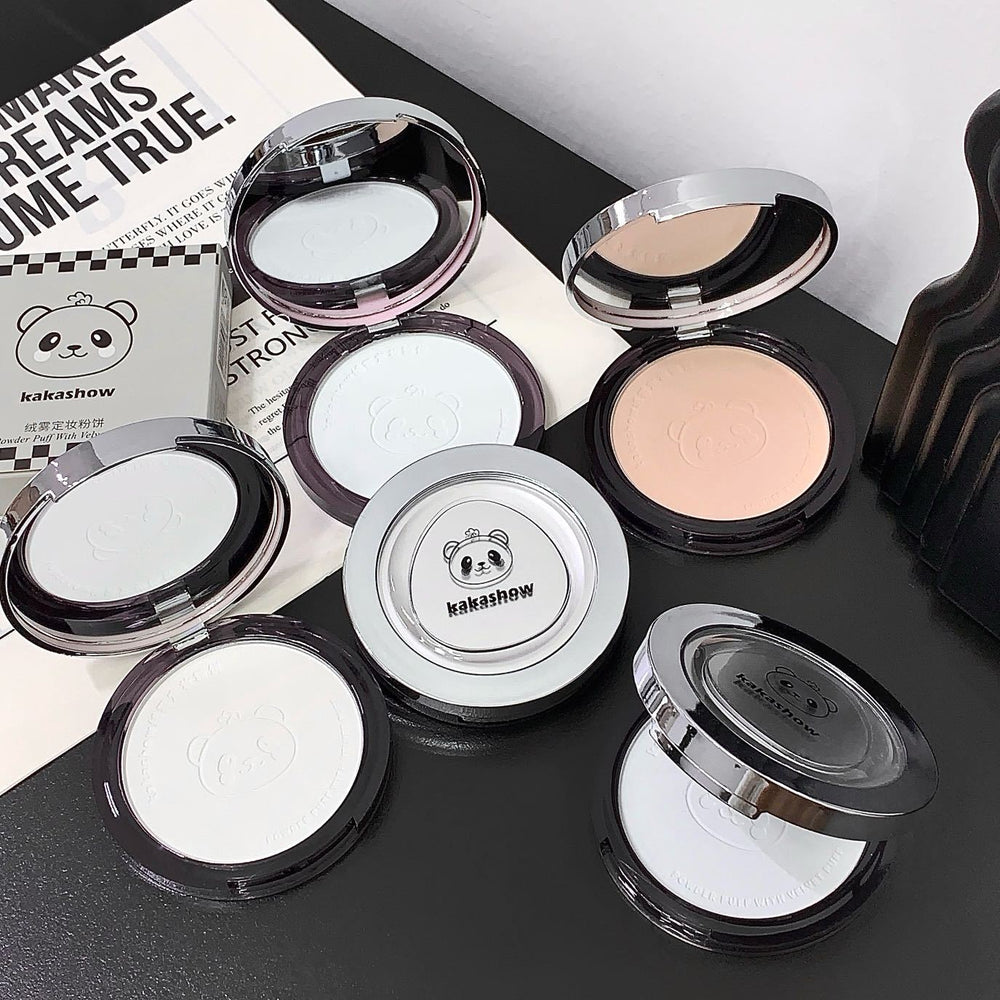 Kakashow velvet mist setting powder cake, long-lasting oil control, concealer, waterproof, anti-sweat, not easy to remove makeup, honey powder cake