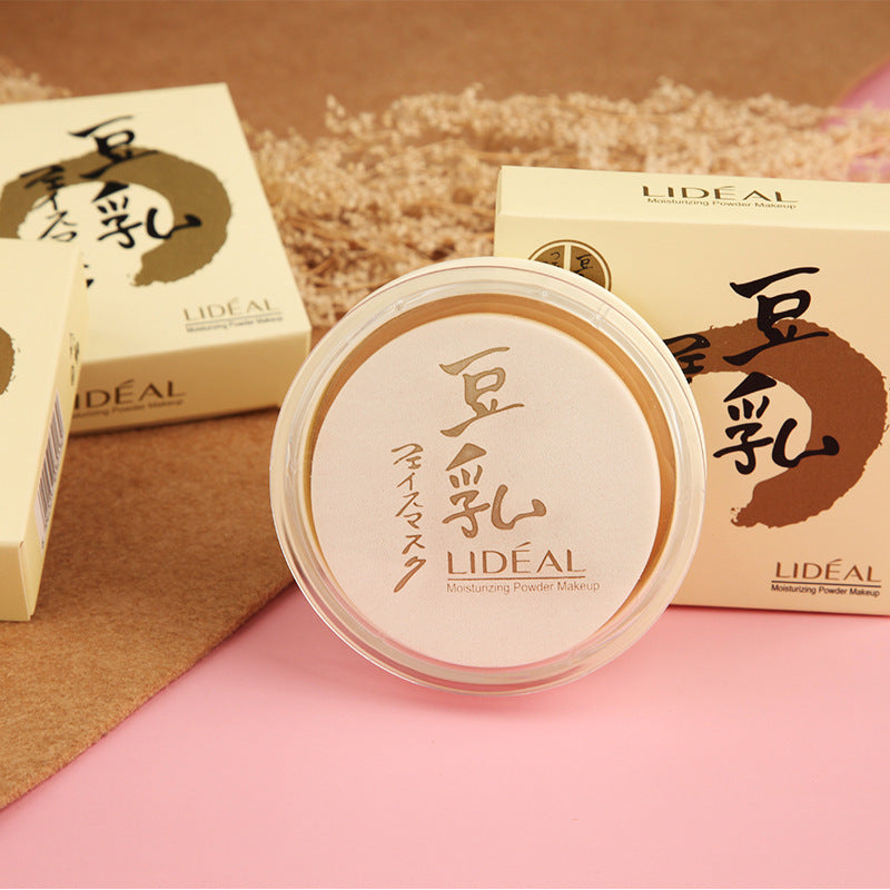 Lingdian soy milk powder cake female student affordable oil control makeup long-lasting invisible pores dry and wet dual-use dermabrasion large white cake