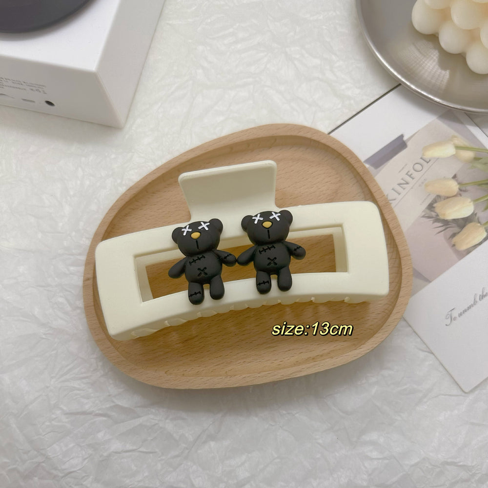 Xiaoxiangfeng black and white elegant gripper letter contrast color shark clip hairpin large frosted back of head hair accessories hairpin