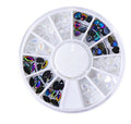 Nail art accessories 12-compartment box set: round disc charms, rhinestones, colored diamonds, pearls, hotfix rhinestones, flatback silver rhinestones - wholesale