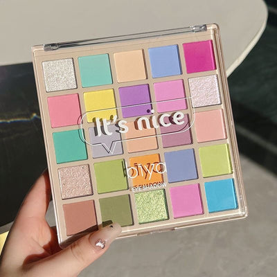 Biya macaron 25-color eyeshadow palette - dopamine pearlescent shimmer, orange-brown, colorful stage makeup eyeshadow