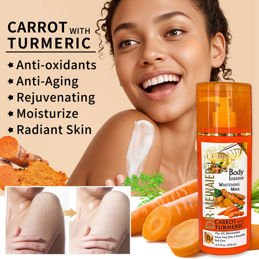 carrot turmeric body lotion 500ml - brightening, hydrating, and moisturizing body cream - wholesale
