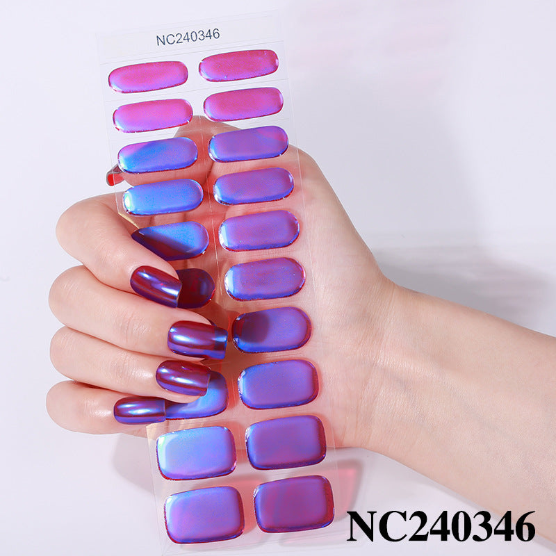 gel manicure stickers waterproof aurora color-changing mirror nail stickers foreign trade customized uv semi-cured manicure stickers