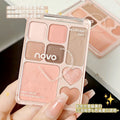 Novo casual day sweetheart eight-color eyeshadow palette - all-in-one eyeshadow, highlighter, and blush palette for everyday light makeup - earth tone eyeshadow