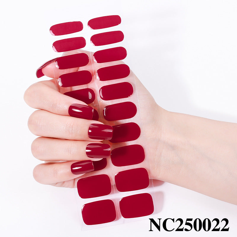 Zhengxiang custom gel nail stickers - waterproof, cross-border, european & american style, solid color nail art stickers, uv light curing, semi-cured nail stickers
