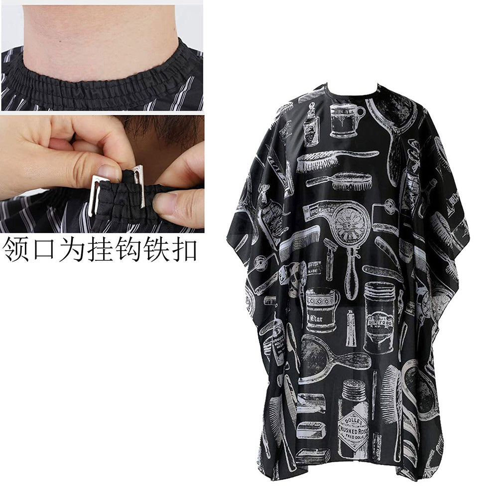 hot-selling large size 120*145 thickened hairdressing cloth hair cutting printing black hairdressing apron hair dyeing shawl