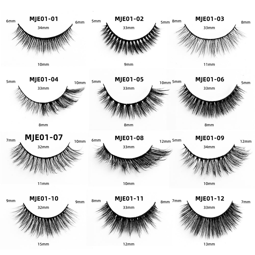 European and american style mixed eyelash set - 12 pairs faux mink lashes, short, dense, high-quality false eyelashes
