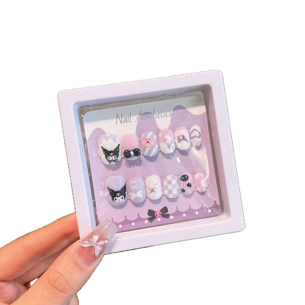 Kids' cartoon nail stickers - little girl baby press-on nails, jelly adhesive, removable nail art stickers