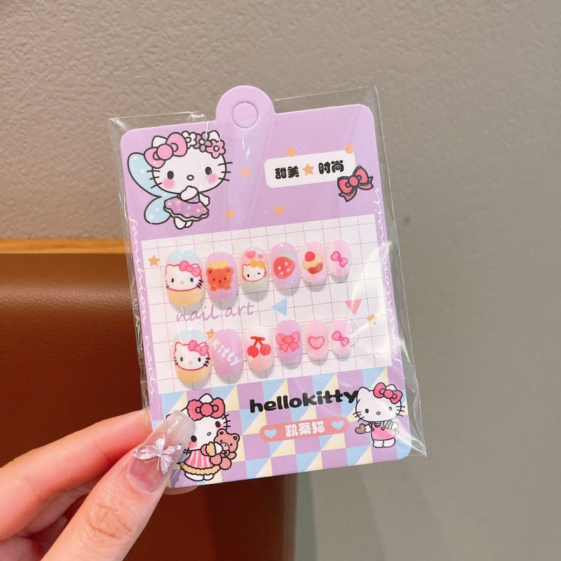 New arrivalkids manicure accessories kuromi wearable nails cute children melody nail stickers stereo pacha dog