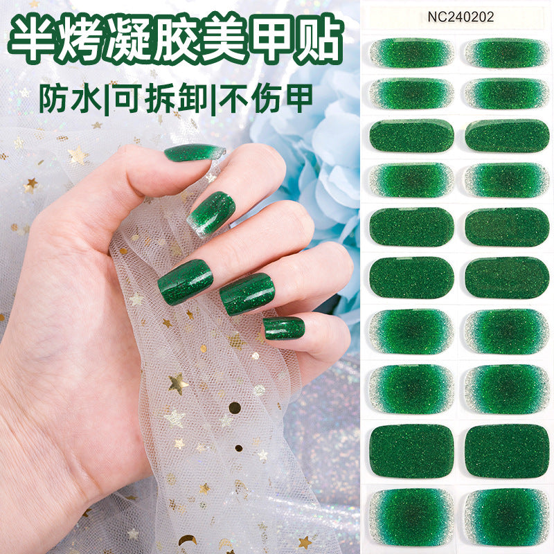 Zhengxiang custom gel nail art stickers french onion powder uv light hardening nail stickers semi-cured christmas wholesale