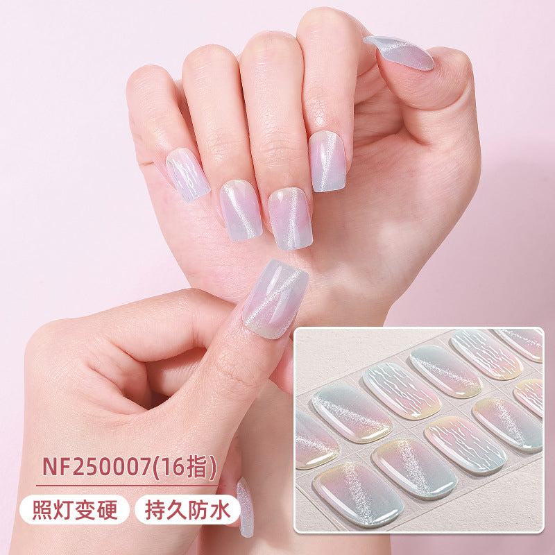 Zhengxiang custom gel nail stickers - european & american leopard print, chasing light cat eye, sparkling uv light, semi-cured nail art stickers, waterproof