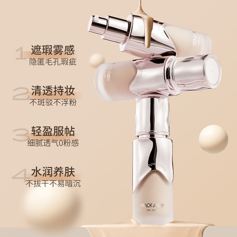 Marco andy botanical skin nourishing foundation - hydrating, lightweight, oil-control, skin smoothing, concealing, waterproof, long-lasting foundation cream