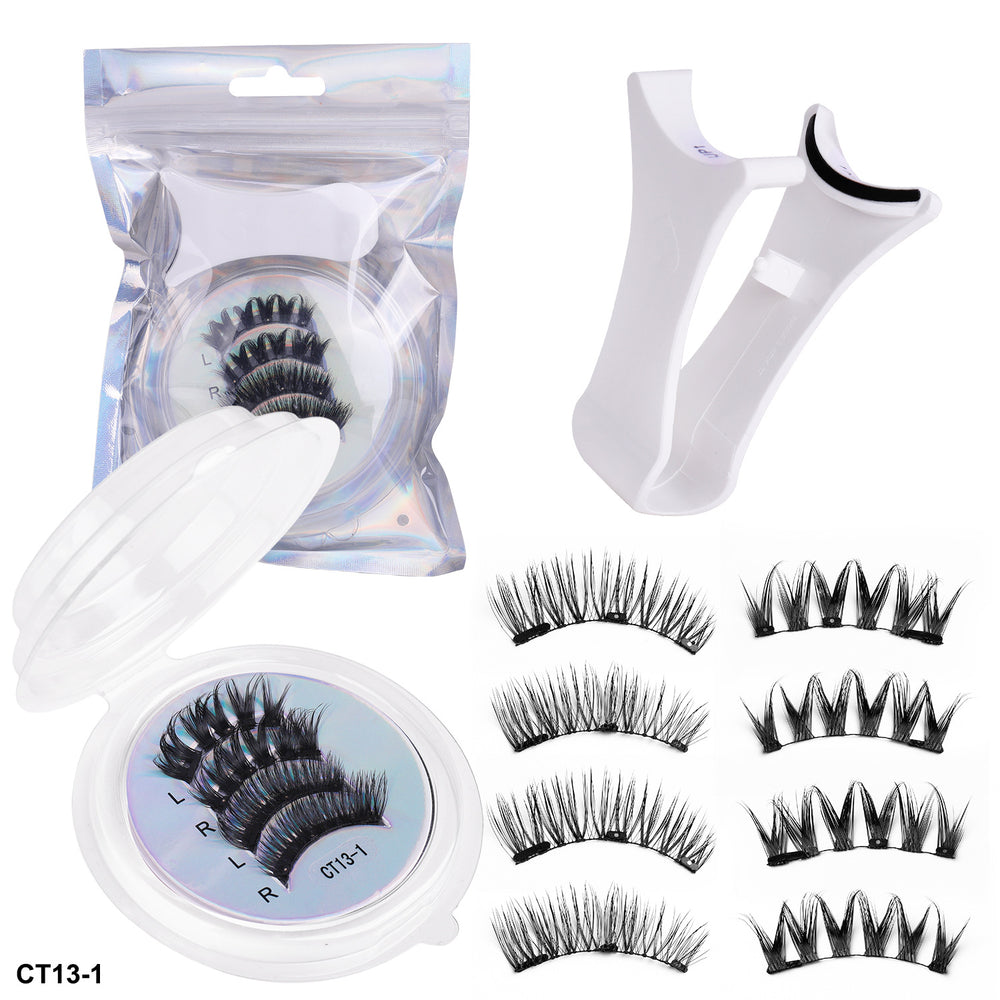 Factory wholesale magnetic false eyelashes, 2 pairs, european and american style magnetic eyelashes, fox eye lashes with applicator set, hangable