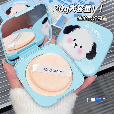 Jiujiu diary little white dog powder for women matte matte brightening waterproof oil control makeup no powder grinding large powder