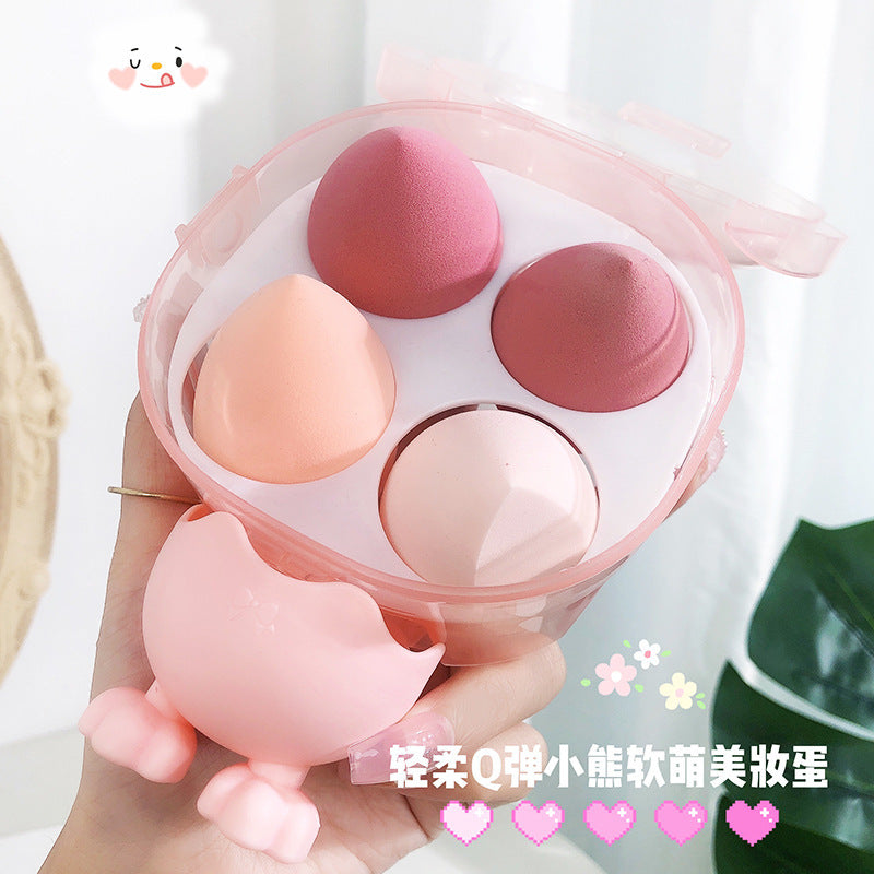 Jiaoposi bear storage box beauty egg liquid foundation special dry and wet use soft non-eating powder makeup powder puff
