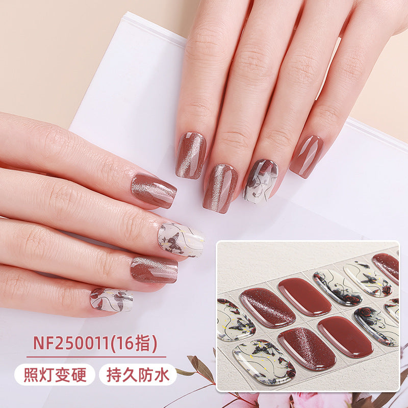 Zhengxiang custom gel nail stickers - european & american leopard print, chasing light cat eye, sparkling uv light, semi-cured nail art stickers, waterproof