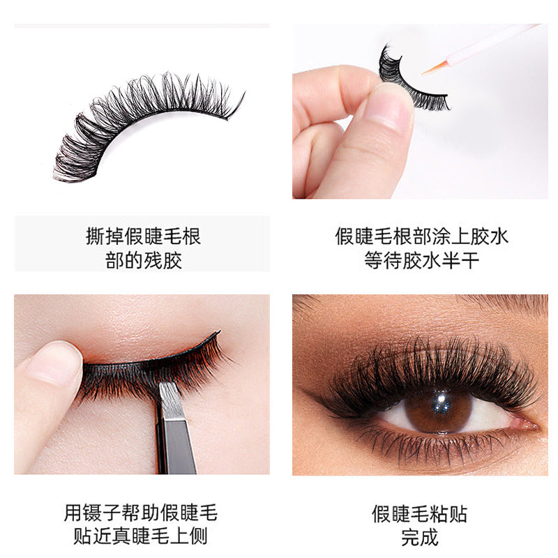 fashion style hard stem false eyelashes southeast asia 3d stereo natural half eye eyelashes flat factory wholesale