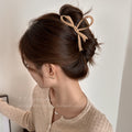 Autumn and winter frosted bow hair clip for women 2024 widened shark clip large streamer shark clip versatile clip