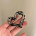 Metallic heart claw clip - new women's fashion, elegant, minimalist, versatile small shark clip, light luxury style, high-end hair accessory