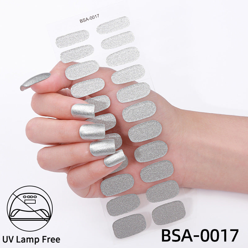 fashion gel nail stickers no bake flash onion powder nail art stickers uv-free gel nail wraps