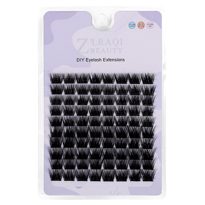 Segmented false eyelashes without glue, flat single cluster black stem, natural slender artificial fox style false eyelashes glue style