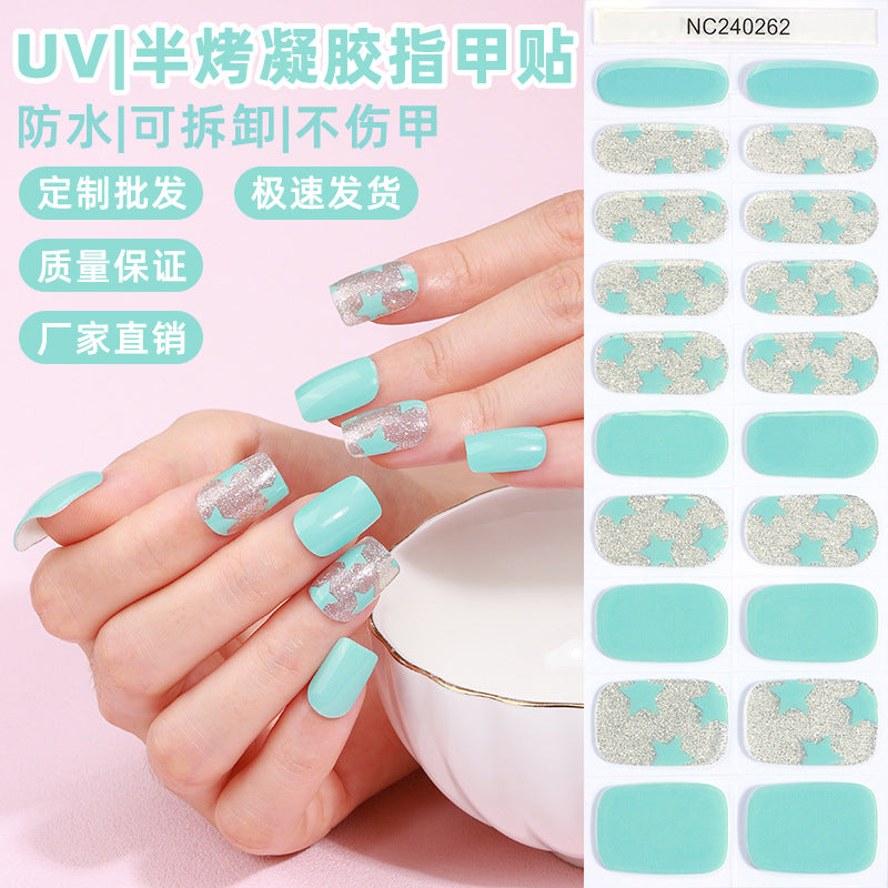 Zhengxiang personalized gel manicure stickers ins ice transparent phototherapy nails uv light nail stickers semi-cured manicure stickers gel