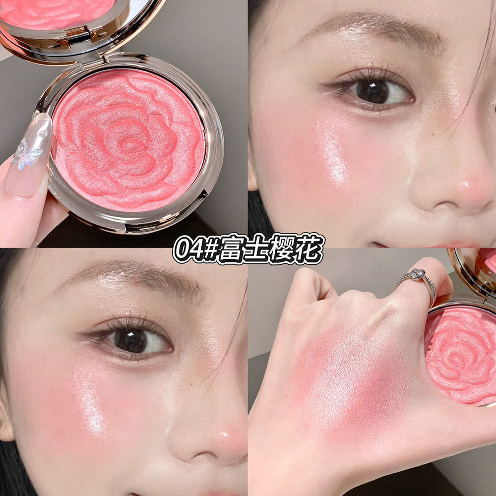 Kakashow embossed rose blush - vibrant, shimmering, nude makeup palette for highlighting and contouring