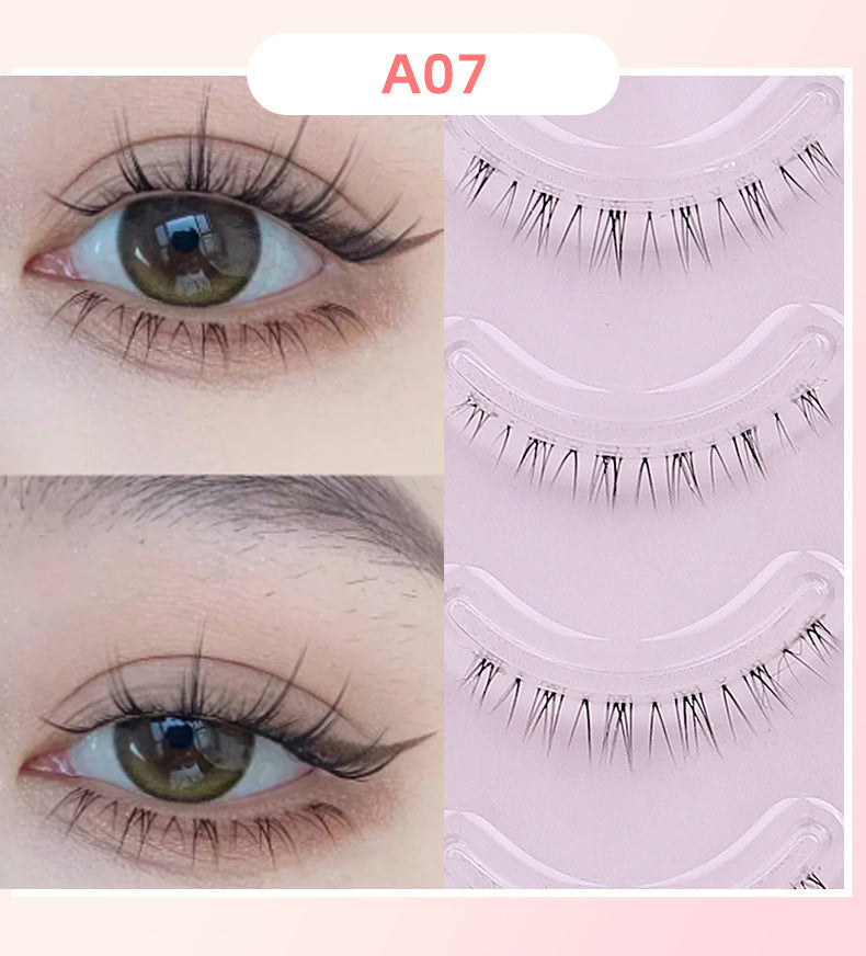 Popular fake eyelashes, thick and long fishtail + a-shaped hair, messy comic little devil, transparent stem lower eyelashes