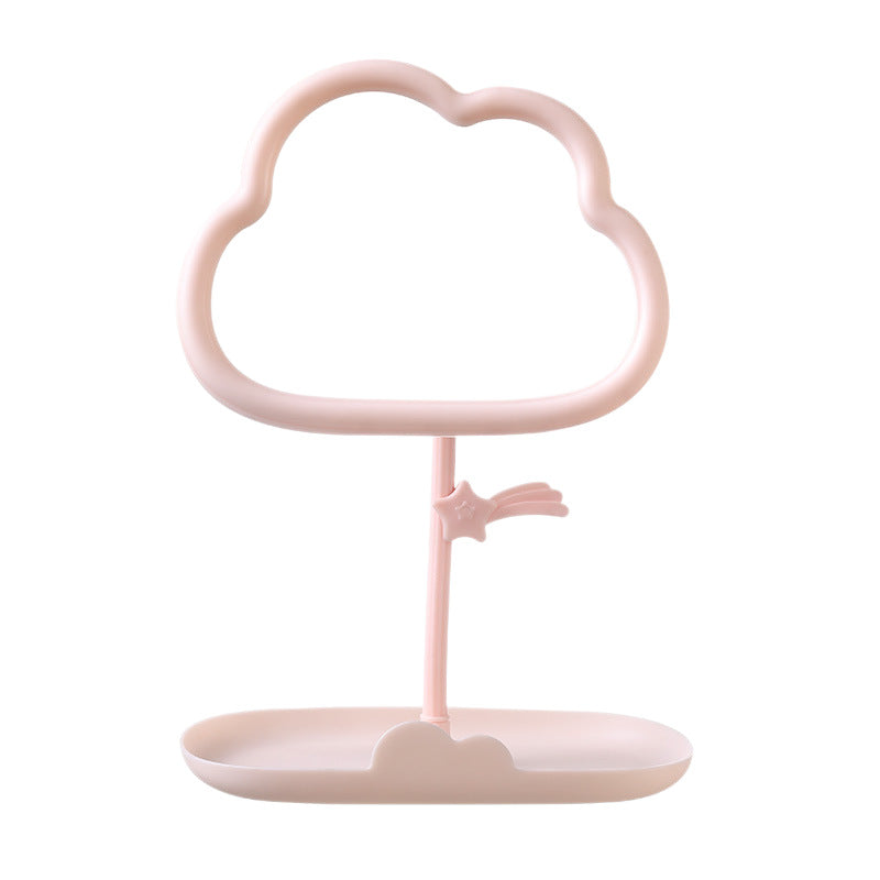 Cosmetic mirror girly heart plastic rotatable desktop desktop storage dressing mirror for home dormitory home portable mirror