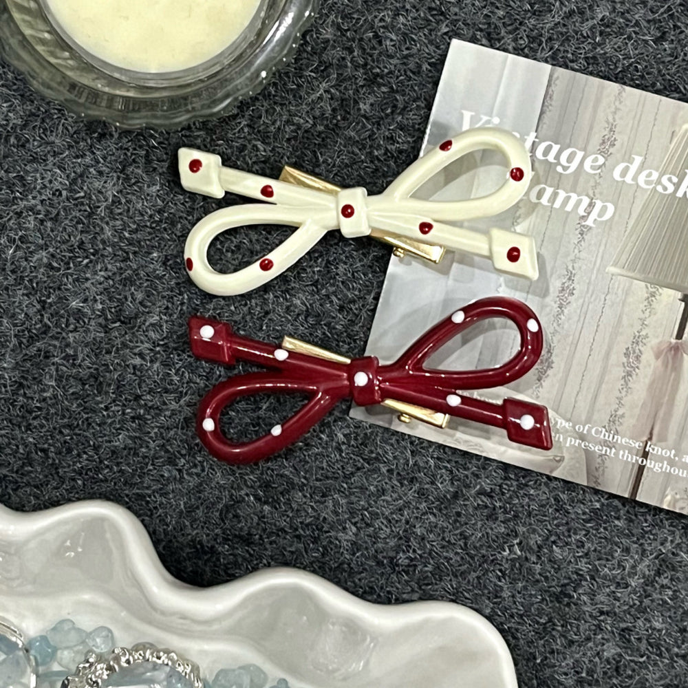 Ankola red bow side hair clip for women bangs broken hair clip classy one-word clip hair clip cute hair accessories